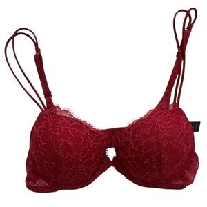 La Perla Stretch Lace Underwire Push Up Bra Burgundy Size 32 B